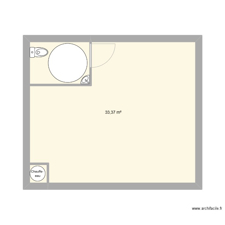Création WC Usinage. Plan de 1 pièce et 33 m2