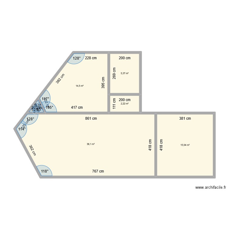1 ravel. Plan de 6 pièces et 75 m2