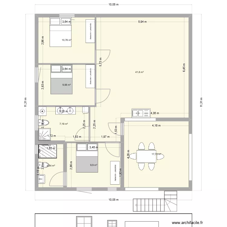 michon 4. Plan de 7  et 101 m²