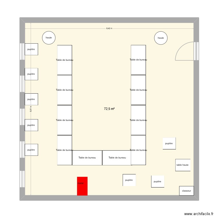 ffff. Plan de 1 pièce et 73 m2