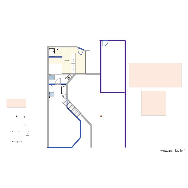 minimaison. Plan de 1 pièce et 21 m2