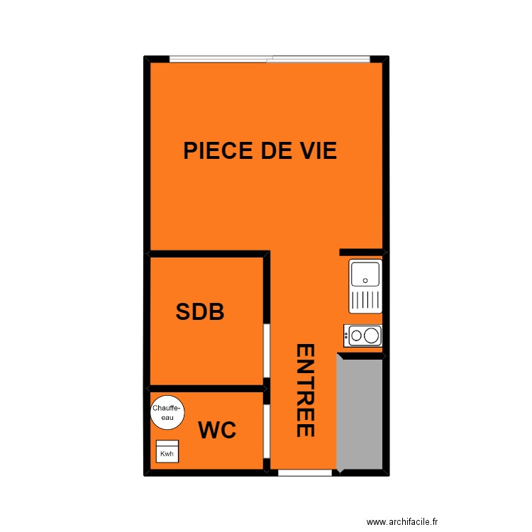 GUYET. Plan de 4 pièces et 26 m2