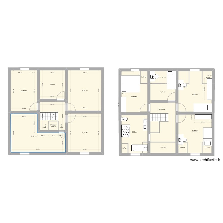 Maison 2. Plan de 22 pièces et 148 m2