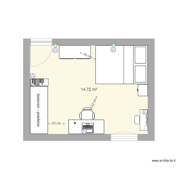 chambre violette proposition 2. Plan de 0 pièce et 0 m2