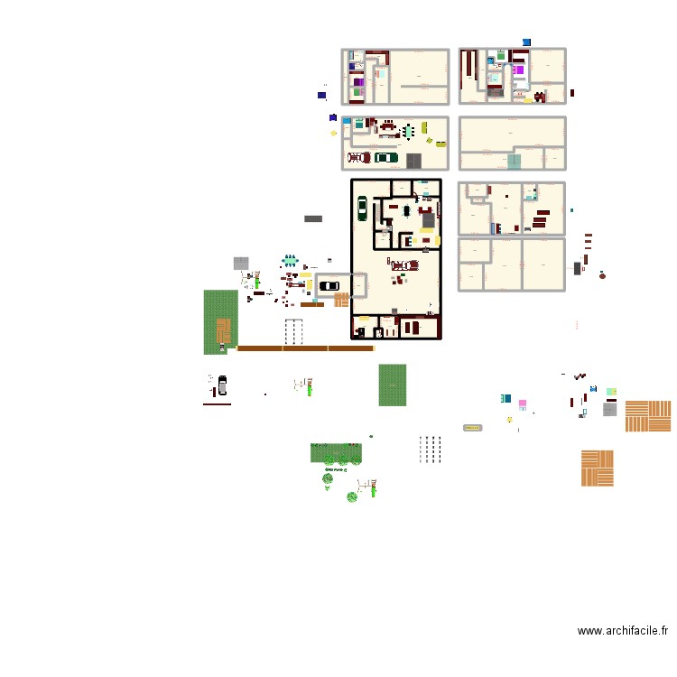 segundo piso. Plan de 14 pièces et 221 m2