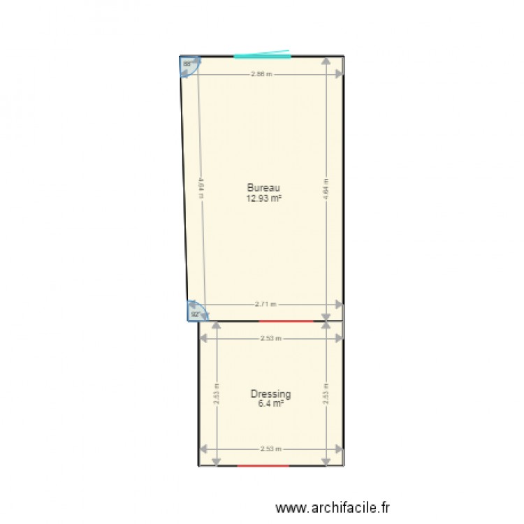 Bureau et dressing. Plan de 0 pièce et 0 m2