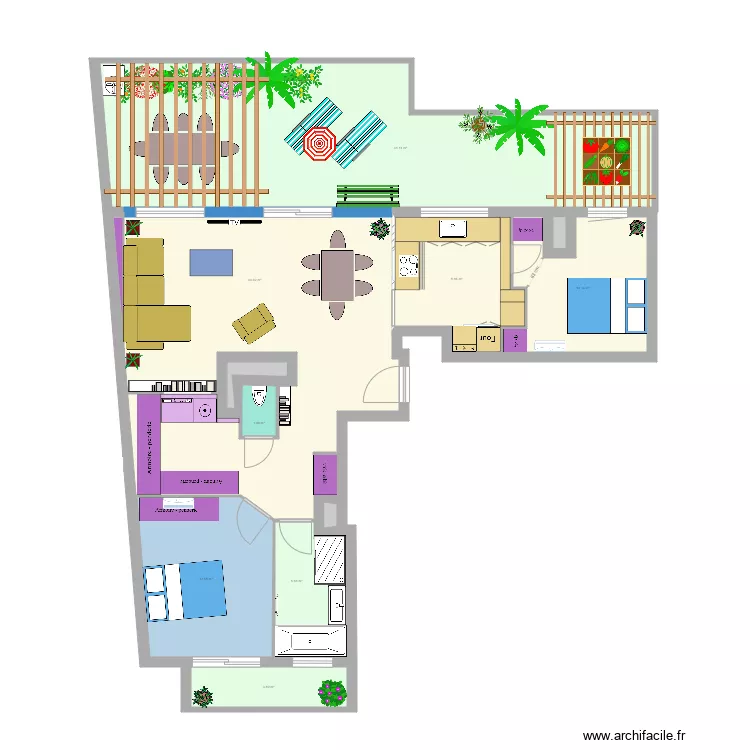 appart V1 Bis Biais chambre d&eacute;rob&eacute;e. Plan de 