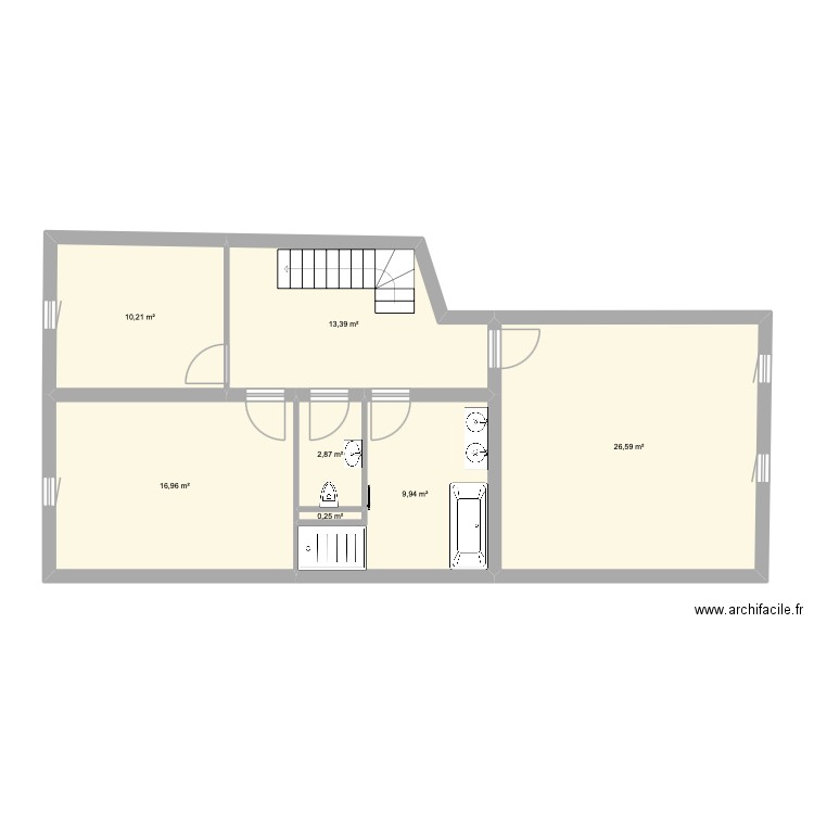 Etage 1 Patou. Plan de 7 pièces et 80 m2