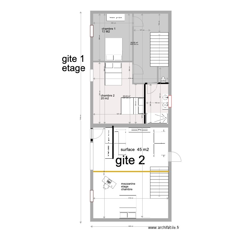 GITE 1 ET 2 etage . Plan de 0 pièce et 0 m2