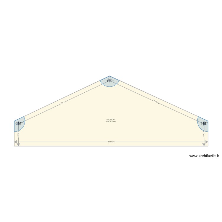 PIGNON FOND DROIT. Plan de 1 pièce et 47 m2