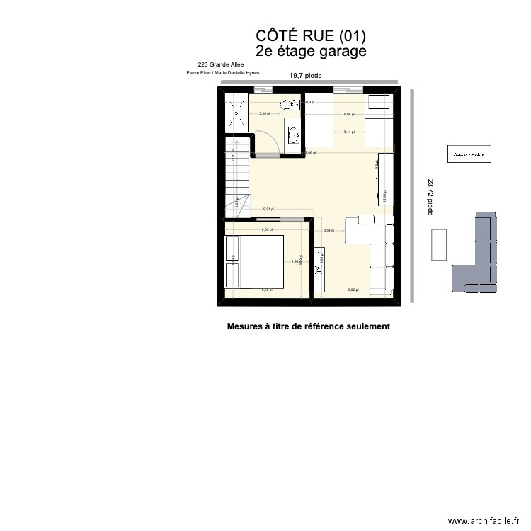 Chalet  2e etage garage_9juin_02. Plan de 2 pièces et 40 m2