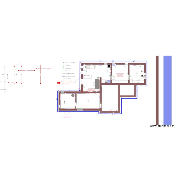 Appartement atelier 7 pastillé. Plan de 5 pièces et 103 m2