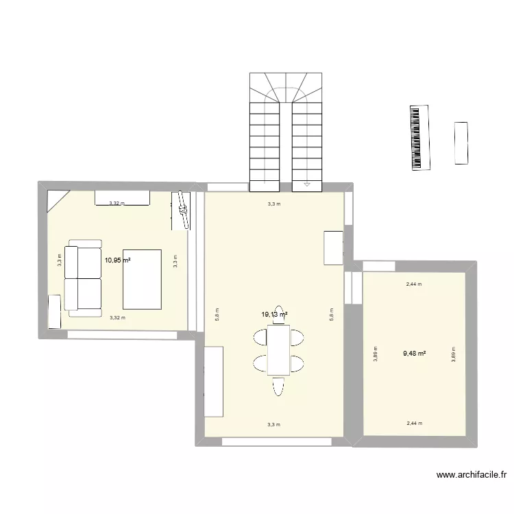 Plan d\'origine du Mas du Diable N&icirc;mes. Plan de 3  et 40 m²