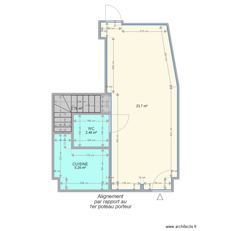 Plan local V1. Plan de 4 pièces et 34 m2