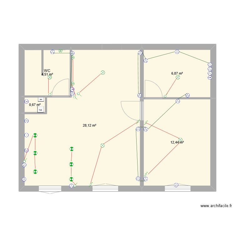 Studio 2 Electricité. Plan de 5 pièces et 53 m2