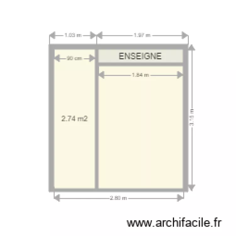 Boutique Alexandre Face. Plan de 