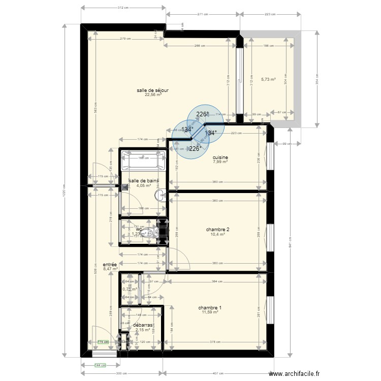 lamartine 310 . Plan de 12 pièces et 75 m2