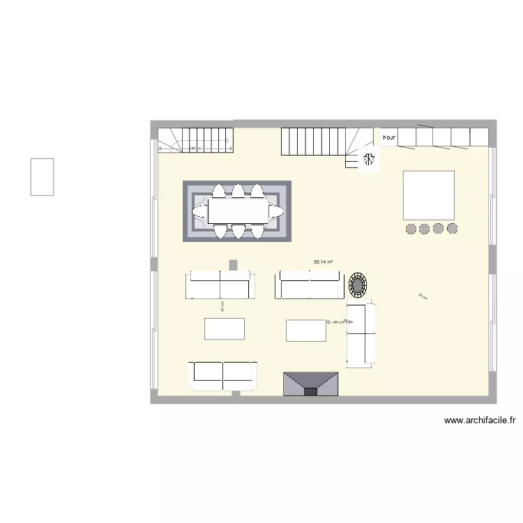salon escalier invers&eacute; lolo bis bis . Plan de 