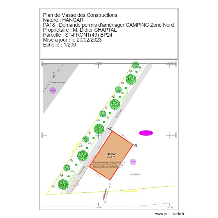 Plan de Masse HANGAR 3. Plan de 1 pièce et 82 m2