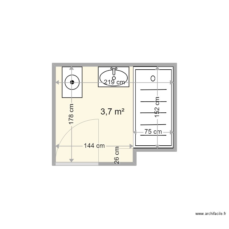 DIEVAL MICHEL . Plan de 1 pièce et 4 m2