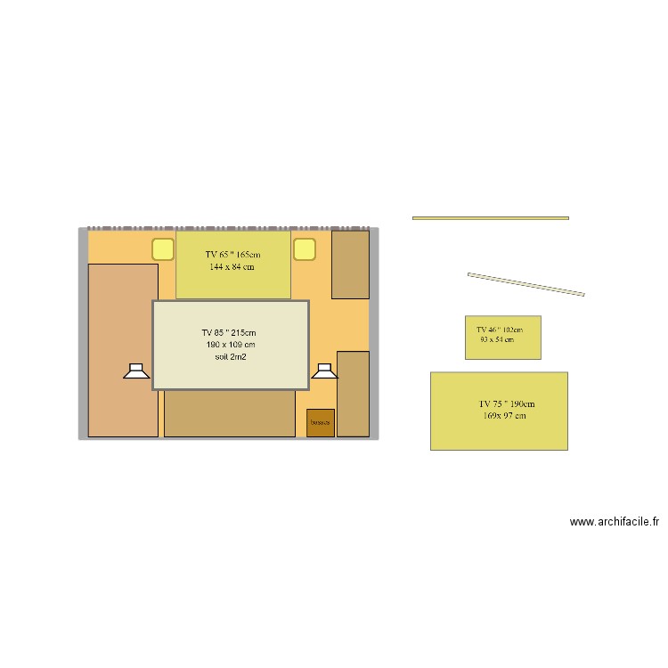 2 écrans   85   65  . Plan de 0 pièce et 0 m2