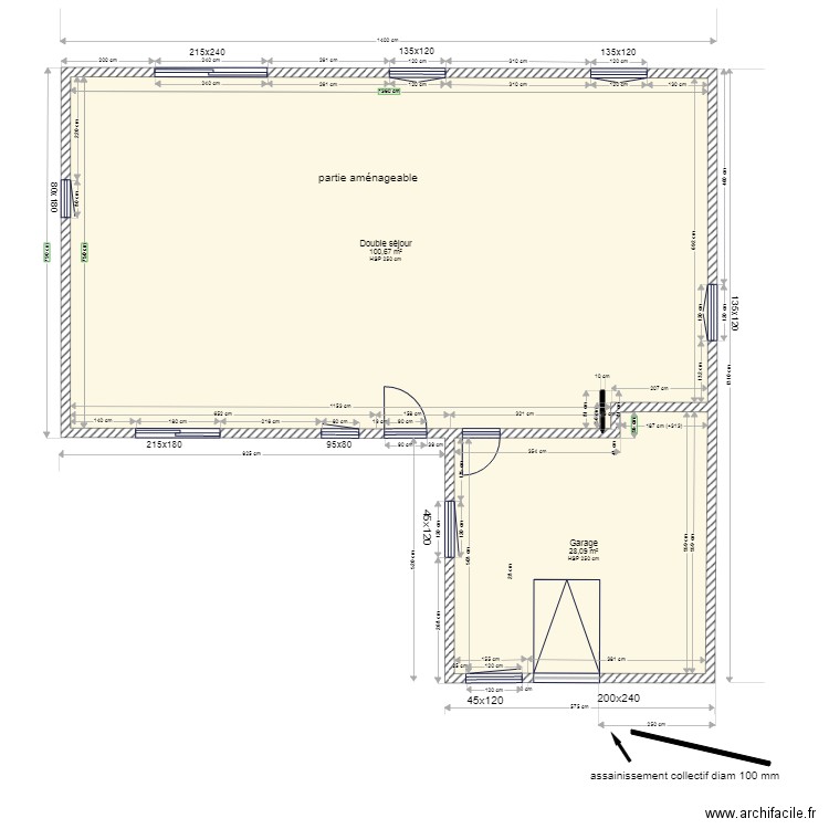 vue dessus octobre 2021. Plan de 2 pièces et 129 m2