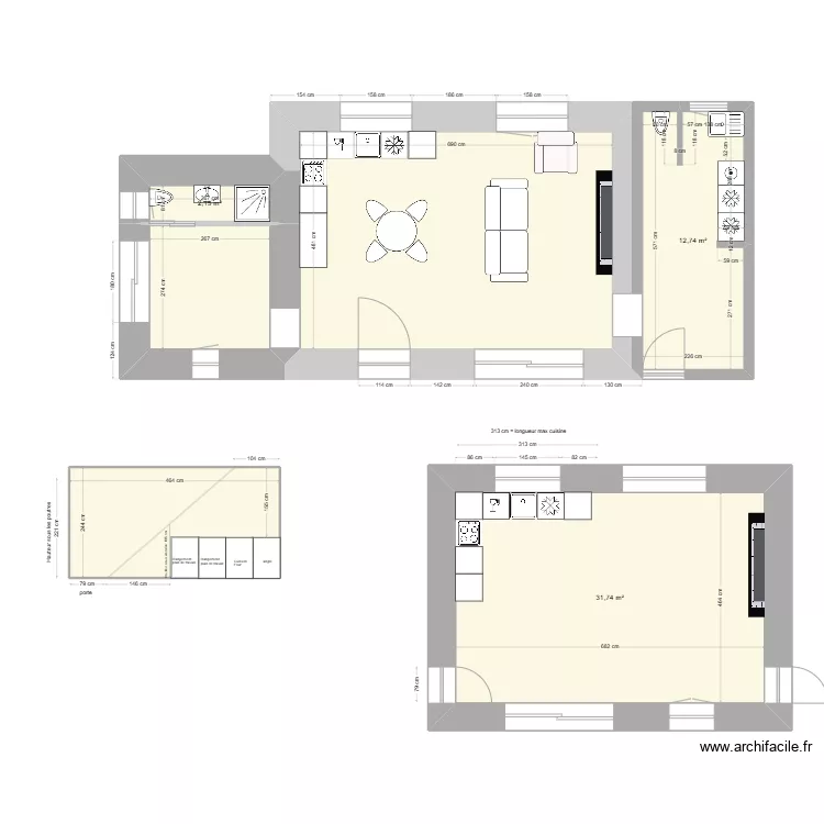 Maison RDC  avec amenagements. Plan de 