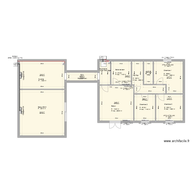 BOUHIER. Plan de 9 pièces et 129 m2