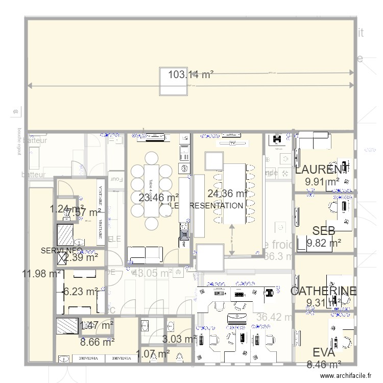 plan ETAGE ET RDC salle boeuf v7. Plan de 30 pièces et 529 m2