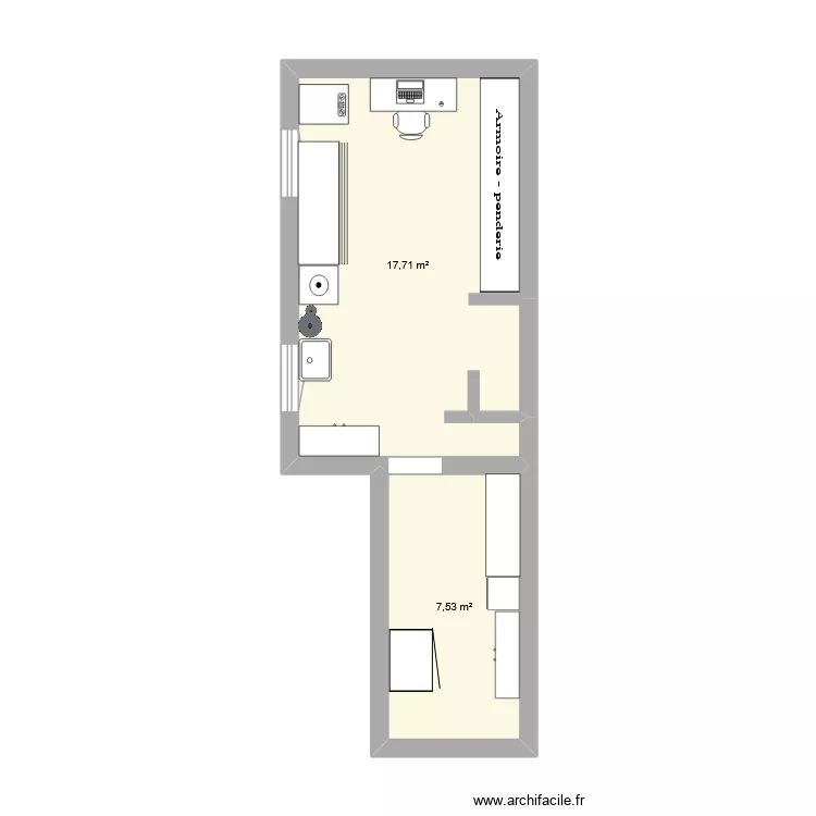 Sous sol. Plan de 2  et 25 m²