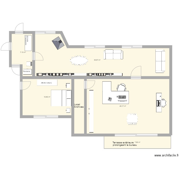 Pibrac haut modification avec prise sur route 1 3 avec balcon. Plan de 0 pièce et 0 m2