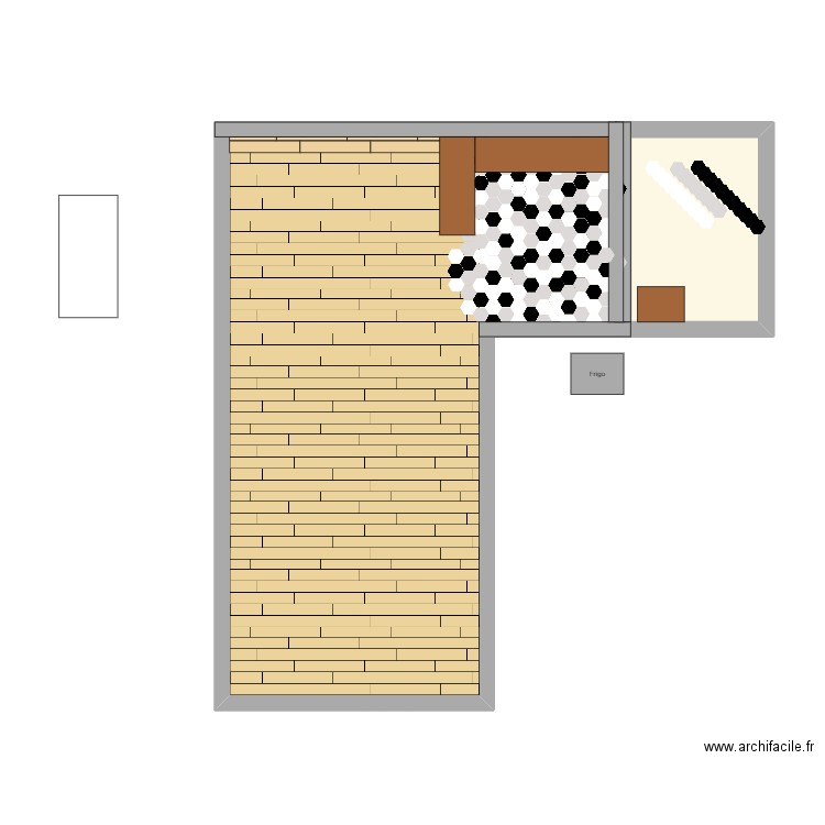 plan pour carrelage. Plan de 2 pièces et 55 m2