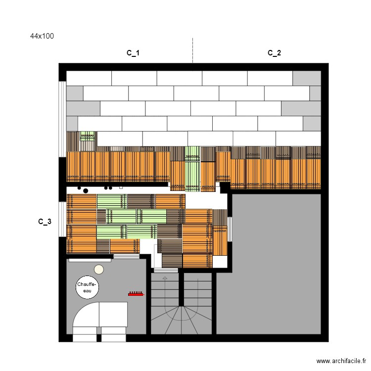 Fermacell 2. Plan de 4 pièces et 70 m2