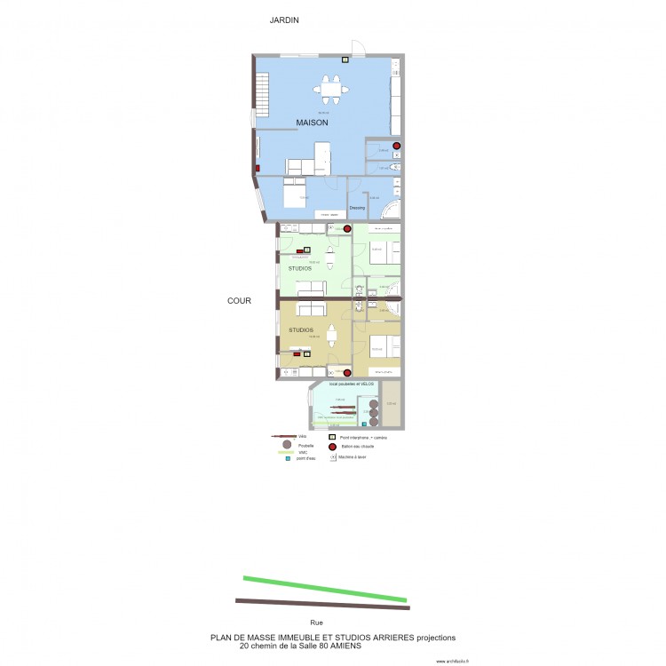 titre. Plan de 19 pièces et 166 m2