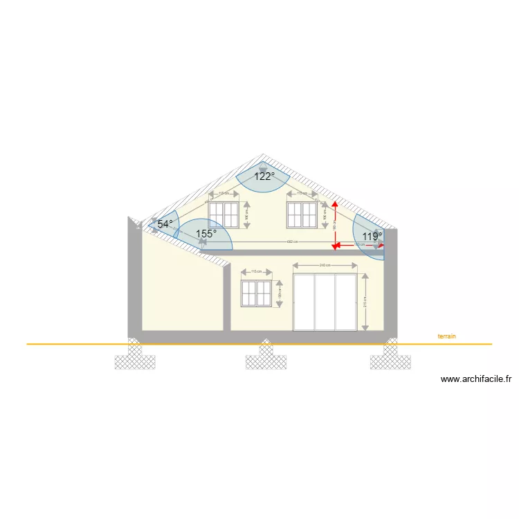 PC3 facade Nord est. Plan de 