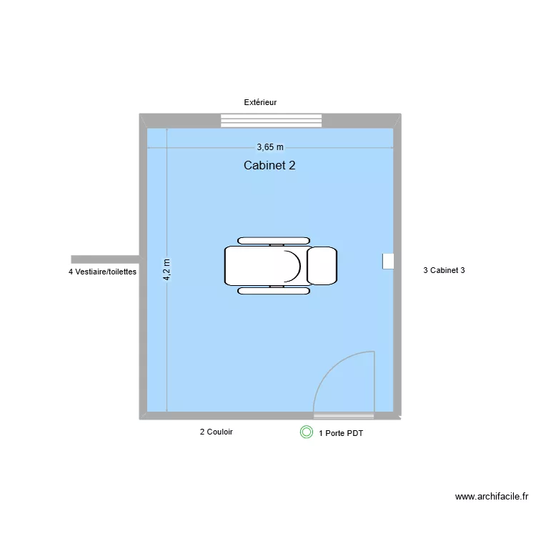 31598 Cabinet 2. Plan de 1  et 15 m²