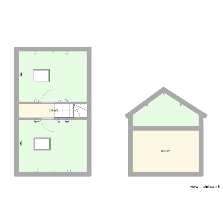  PARC COMBLE. Plan de 5 pièces et 44 m2