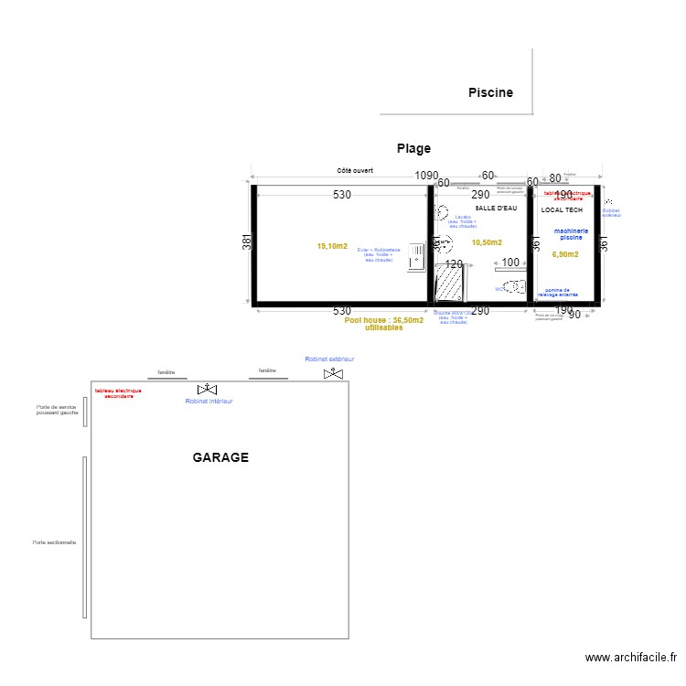 POOL HOUSE plomberie v4. Plan de 0 pièce et 0 m2