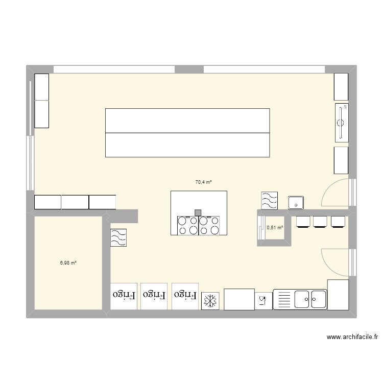 CUISINE. Plan de 3 pièces et 78 m2