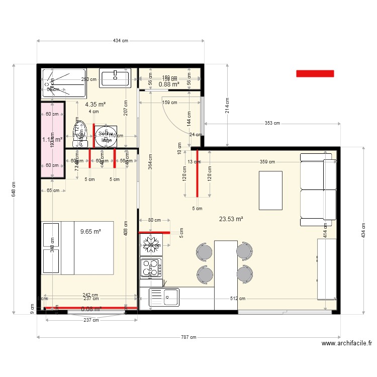 plan appt rochard apres travaux. Plan de 0 pièce et 0 m2