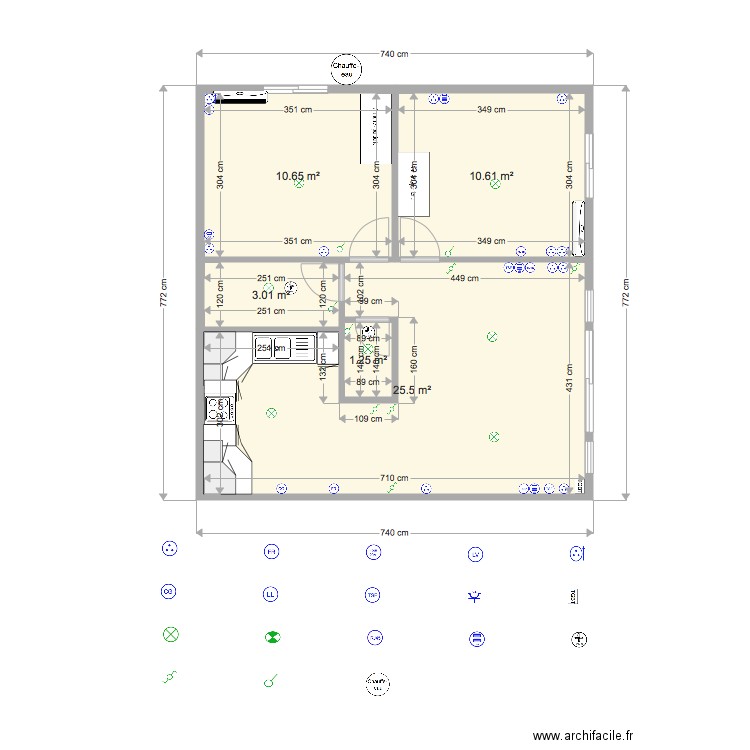 F3 cote garage placard cuis. Plan de 0 pièce et 0 m2