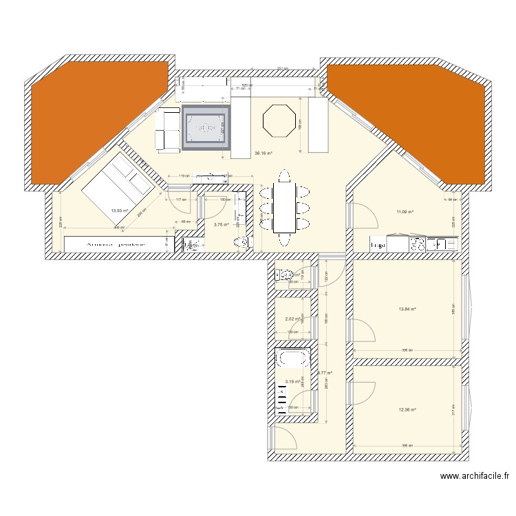 Appart 3 ch. Plan de 0 pièce et 0 m2