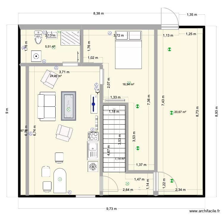 V combles points eau et. Plan de 6 et 77 m² V combles points eau et. Plan de 6 et 77 m²