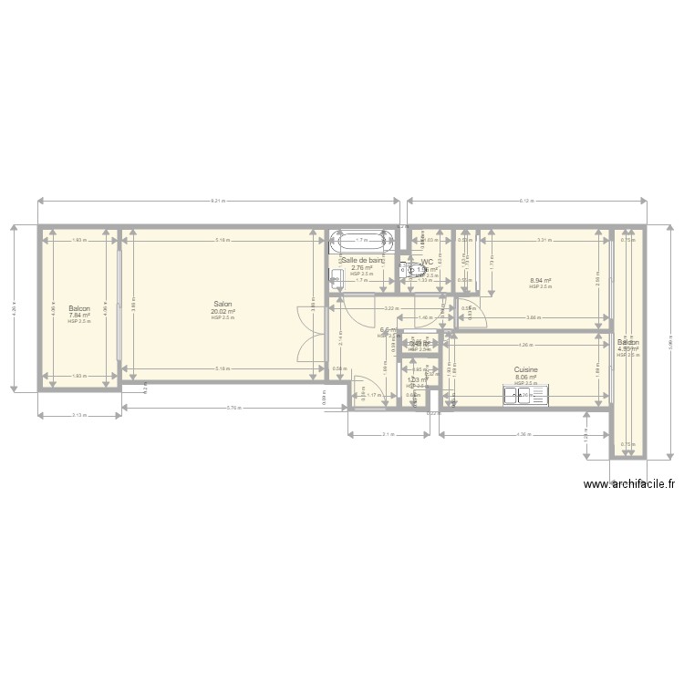 Plan appartement . Plan de 0 pièce et 0 m2