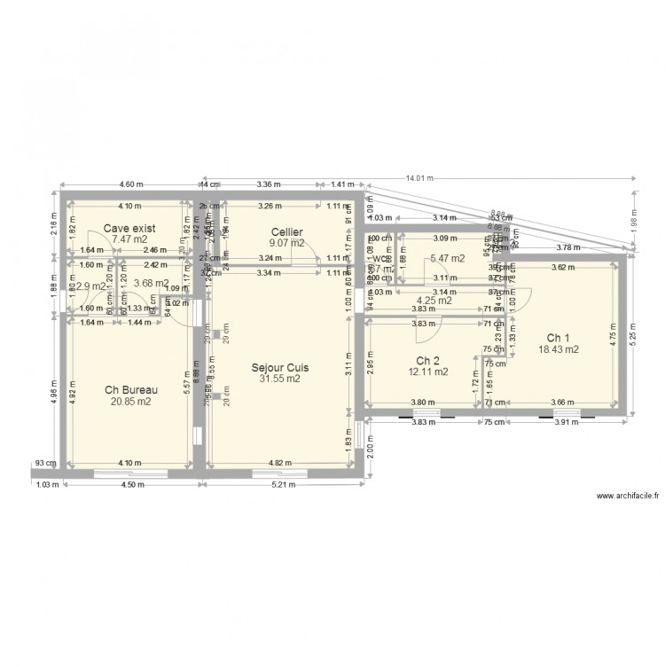extensions accolées en 2 phases perp. Plan de 0 pièce et 0 m2