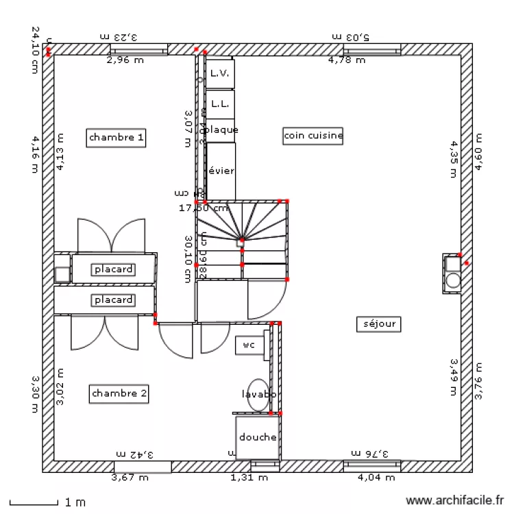 appartement etage avec c&ocirc;tes. Plan de 