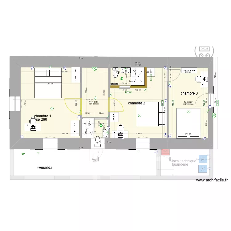 MAISON RDC plan pour plombier et electricien. Plan de 