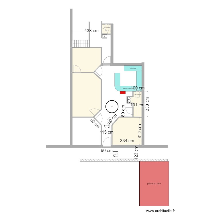 marronnier. Plan de 5 pièces et 38 m2