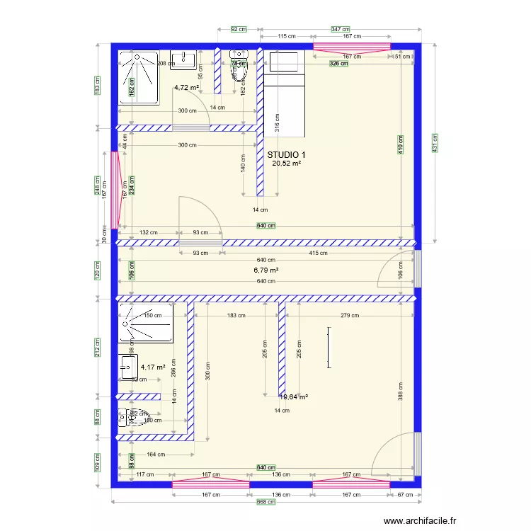 STUDIO 1 ET 2. Plan de 