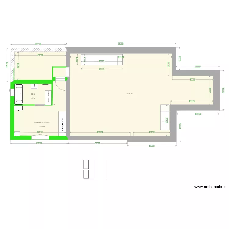 AMENAGEMENT INTERIEUR APRES EXTENSION. Plan de AMENAGEMENT INTERIEUR APRES EXTENSION. Plan de